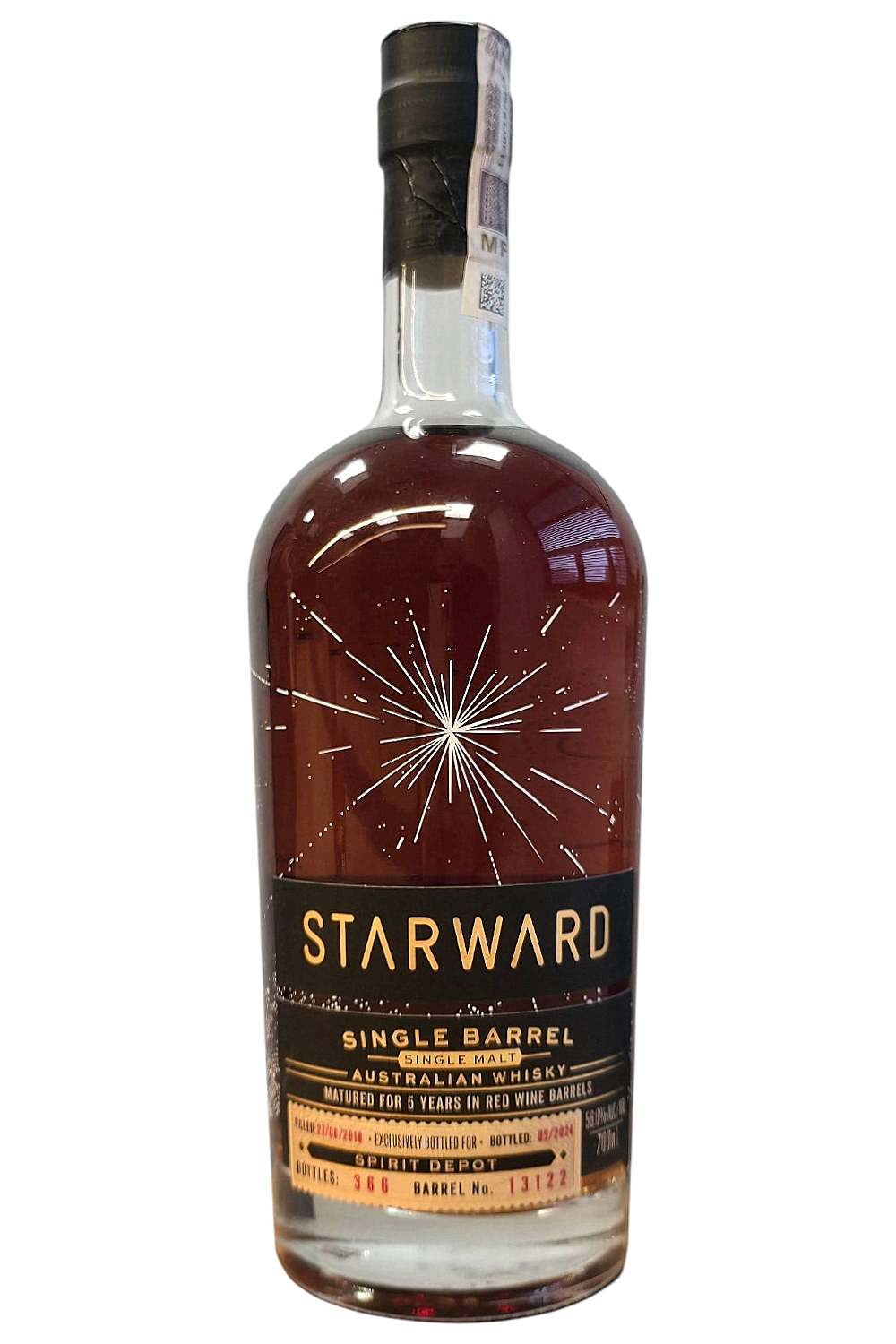 Starward 5YO 2018 Red Wine Barrel #13122 Bottled for Spirit Depot