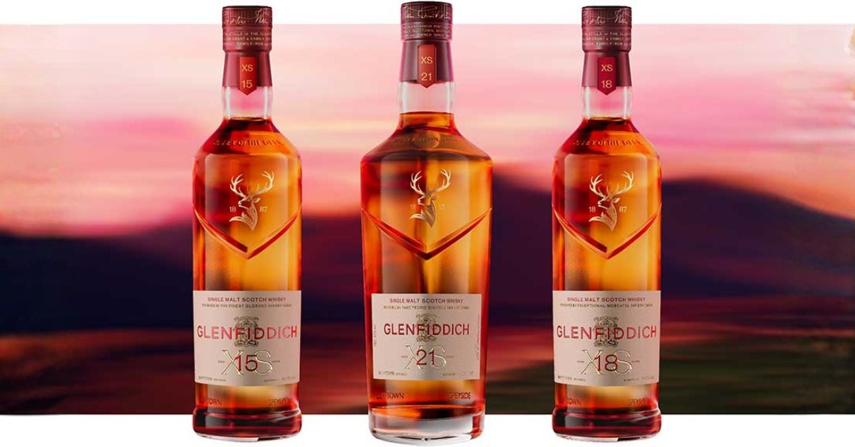 Trzy whisky Glenfiddich XS